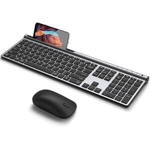Wireless Keyboard and Mouse Combo, Wireless Rechargeable Full Size Mulit-Device